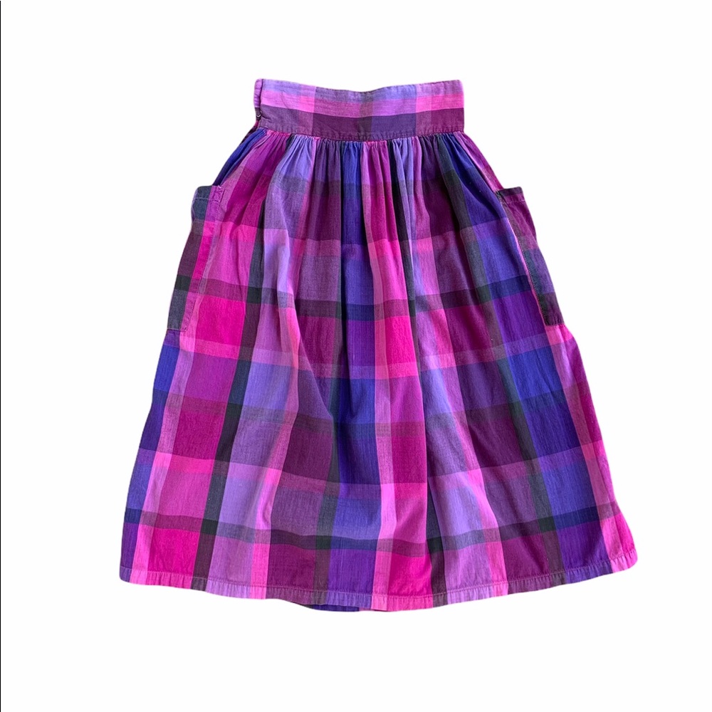 Vintage Purple and Pink Plaid Skirt with Large Pockets - Picture 4 of 7
